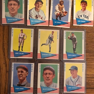 Fleer Greats Baseball Cards dal 1961 9 diverse (edizione originale) (come nella foto) (2548)