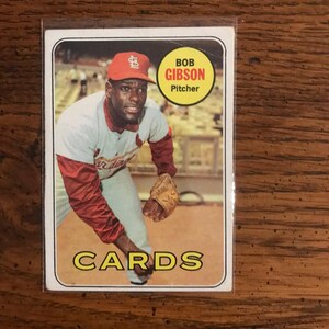 Carta da baseball della National League di Bob Gibson del 1969 Topps Washington (edizione originale) (come in foto) (5892)