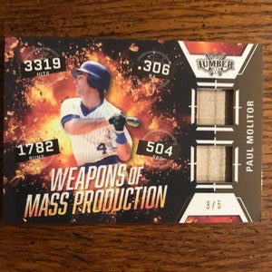 Paul Molitor 3/5 Hoja Madera Doble Usado Bat Card.  Envío gratis en los EE.UU. (como se muestra en la imagen) (00447)