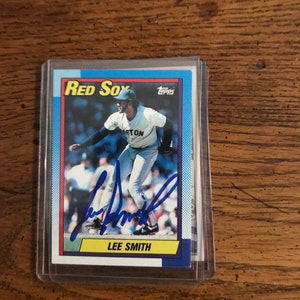 Lee Smith Autogramm 1990 Topps Baseballkarte (wie abgebildet) (Originalausgabe) (4045)