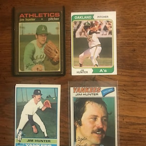 Jim Hunter : 4 cartes de baseball différentes (édition originale) (comme sur la photo) (4825)