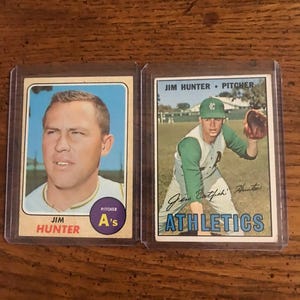Cartes de baseball Jim Catfish Hunter 1967 et 1968 Topps (5225)