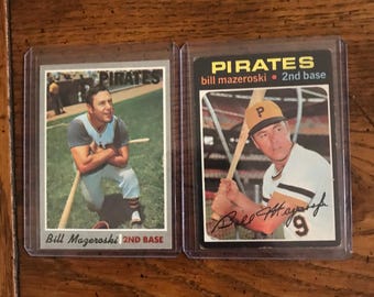 Bill Mazeroski 1970 and 1971 Topps Baseball Cards (Original Issue) (As Pictured) (07735)