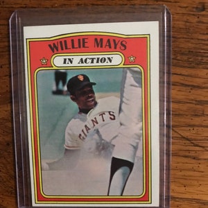 Willie Mays In Action 1972 Topps Baseball Card (come da foto) (edizione originale) (4527)