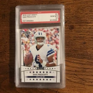 Dak Prescott Leaf Draft 1st Graded Football Card Classificado como 10 (conforme ilustrado) (edição original) (5445)