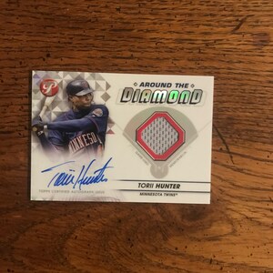 Torii Hunter Autogramm & Aufnäher Reliktkarte Topps Pristine Relic Karte (wie abgebildet) (Original Ausgabe) (2440)