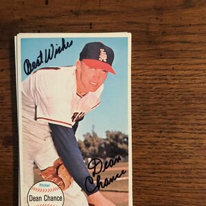 Dean Chance handtekening 1964 Topps Giant groot formaat (zoals afgebeeld) (oorspronkelijke uitgave) (groot)