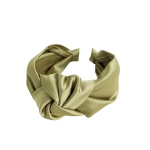 Plain Elain Satin Olive Knotted Headband &quot;Anna&quot;
