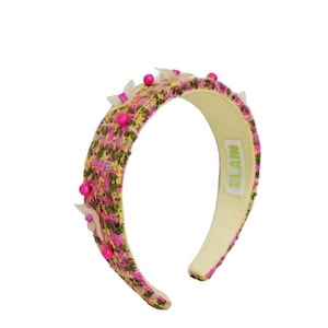 Plain Elain Green Neon Pink & Yellow Tweed Embellished Headband &quot;Tweety&quot;
