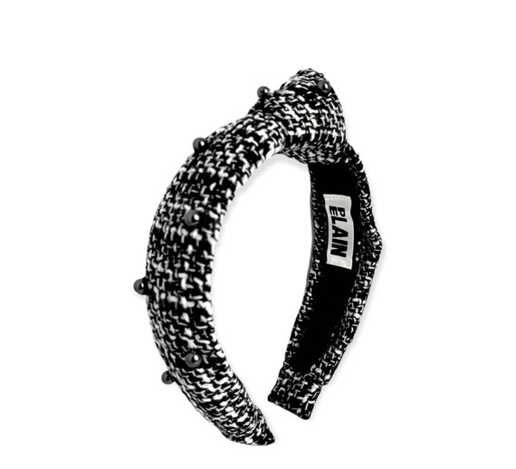 Elegant Black and White Embellished Headband Twine and Love | Embellished Headband | Handcrafted Hair  main image 3