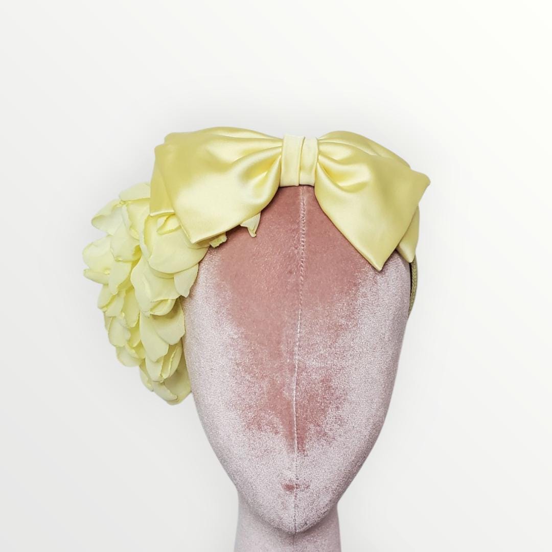 Plain Elain Butter Yellow Bow/petal Combination Fascinator  display picture 3