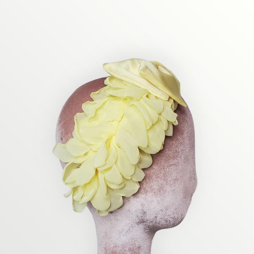 the annalise - pale yellow chiffon flower headband Offray Yellow 4 1/2 main image 4