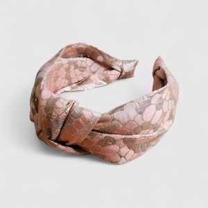 Plain Elain Luxury Floral Rose/Gold Brocade Knotted Headband &quot;Lana&quot;