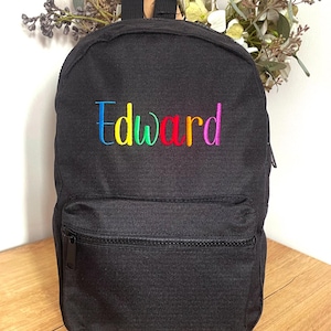 Sac à dos personnalisé lumineux avec nom / sac arc-en-ciel / couleurs de l'arc-en-ciel / couleurs vives / cartable / sac d'école / sac de chambre d'enfant / sac à langer / sac à dos pour tout-petit