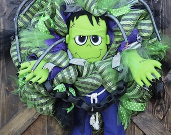 Halloween Wreath, Frankenstein Wreath, Frankie Wreath, Halloween decoration, Fall Wreath, Autumn Wreath, Fall Wreath for front door