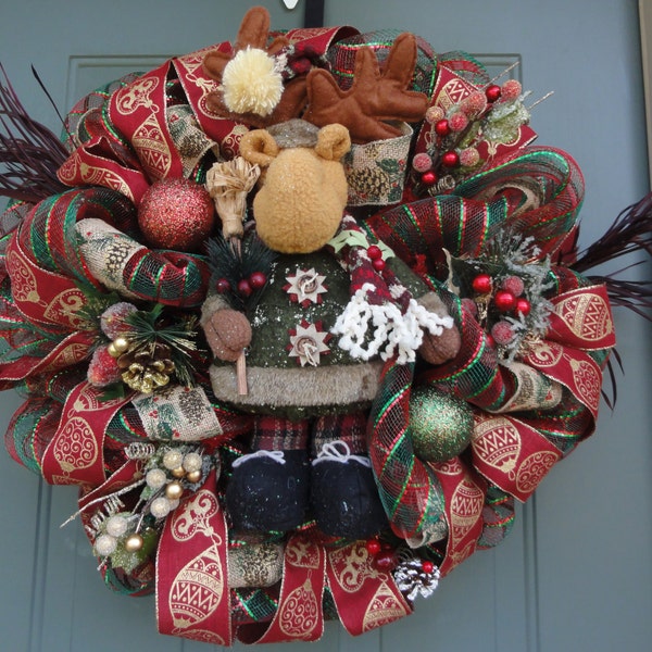 Moose Christmas Wreath, Winter Wreath