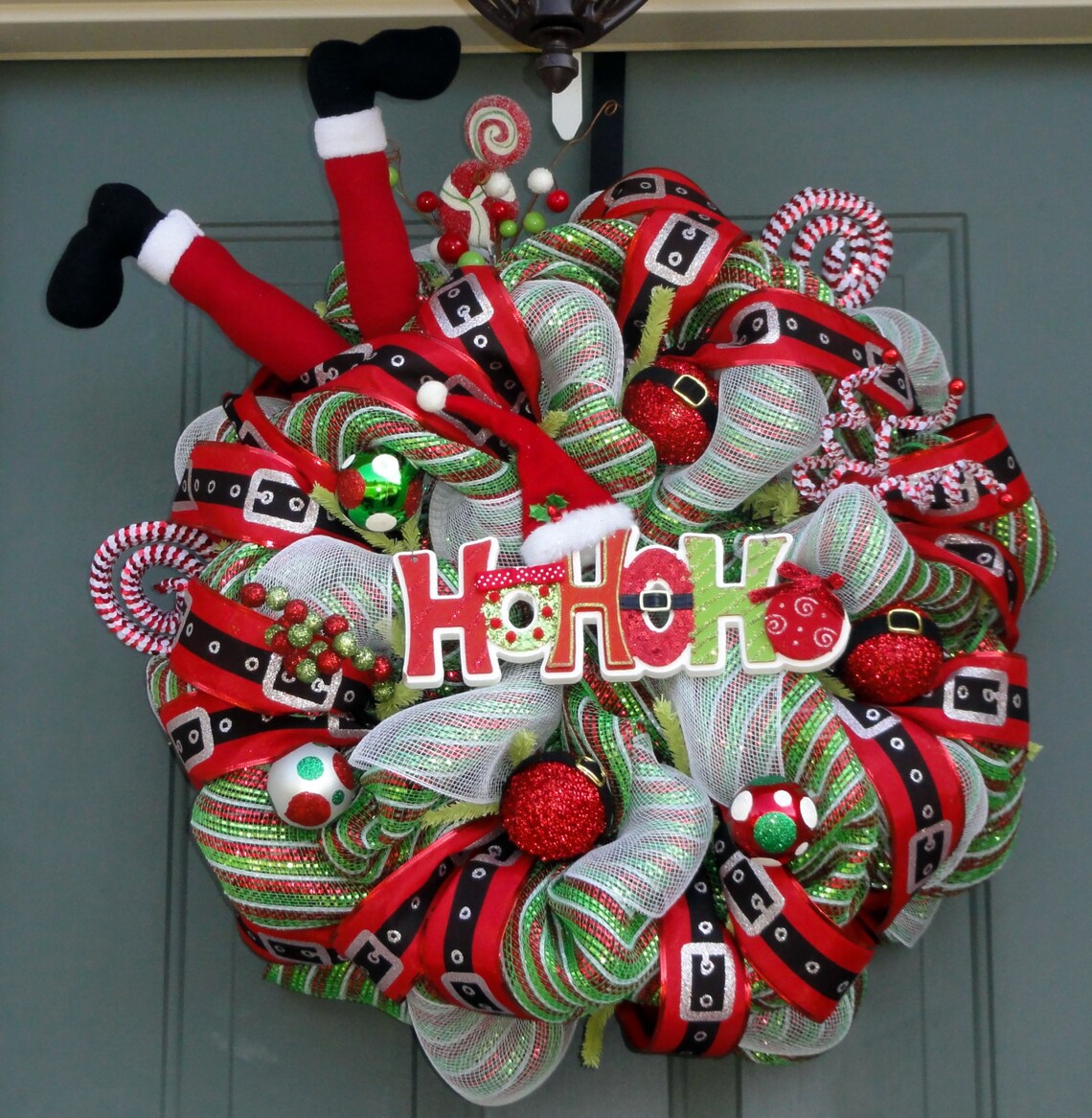 Santa Christmas Wreath Winter Wreath Etsy