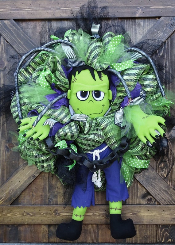 Halloween Wreath Frankenstein Wreath Frankie Wreath Etsy