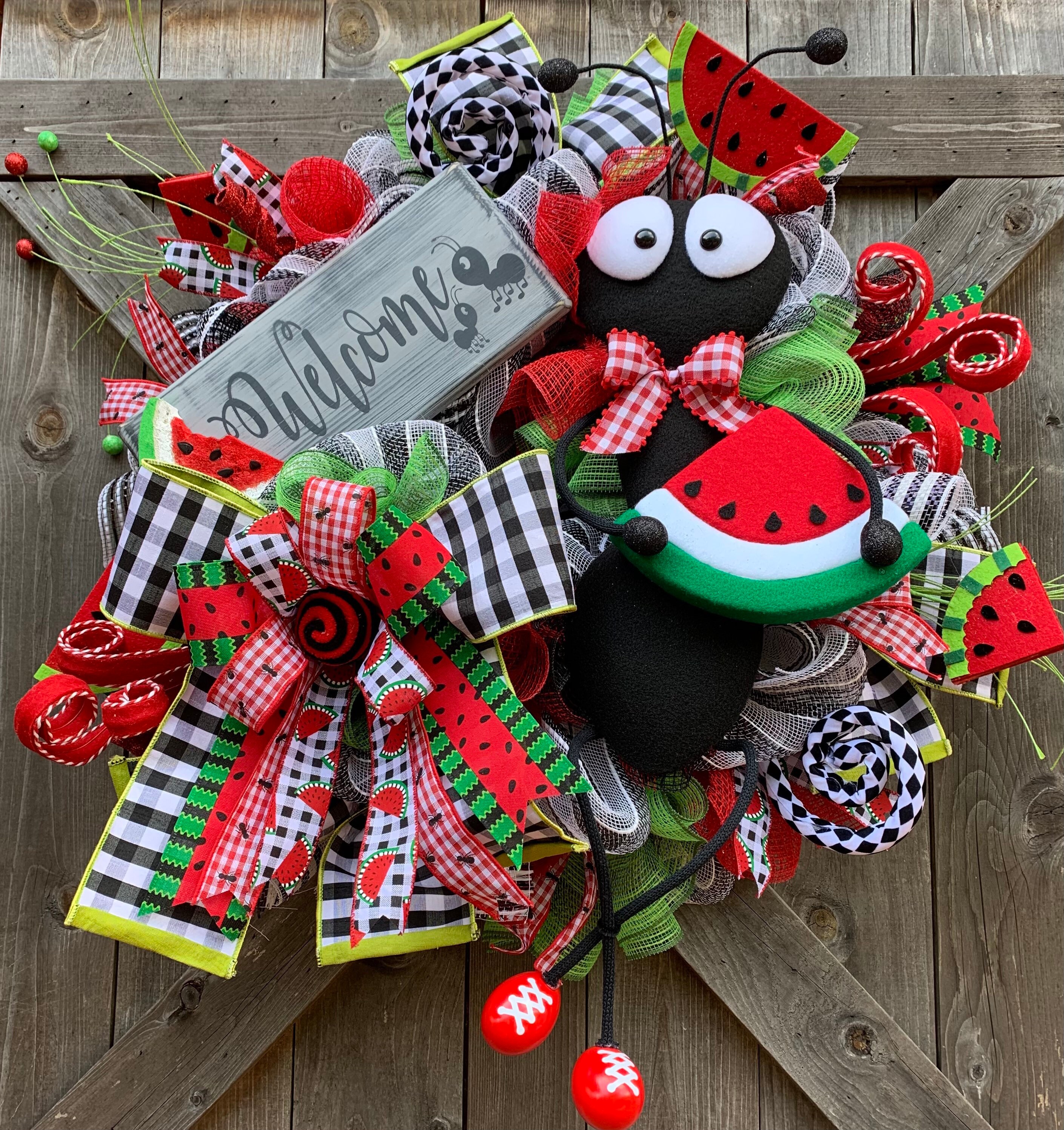 Summer wreath, summer decor, summer decoration, watermelon wreath, watermelon decor, ants decor, picnic decor, spring wreath, spring decor