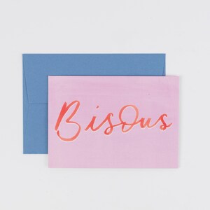 Bisous Card - anniversario, biglietto migliore amico, marito, moglie, acquerello, illustrazione, lettering a mano
