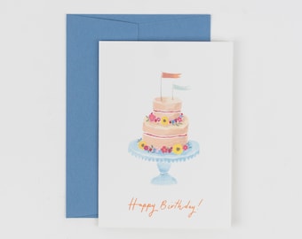 Birthday Cake Card  / Great British Bake Off Card / Show Stopper Cake Card / Victoria sponge Cake Card / Afternoon Tea Card /  Illustrated