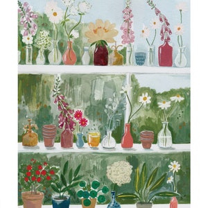 Glasshouse Print Cut flowers, house plants and succulents art print image 1