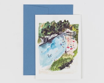 At The Beach Card - South of France | Beach | Seaside | Summer | Birthday | Blank inside | Ocean | Swimming
