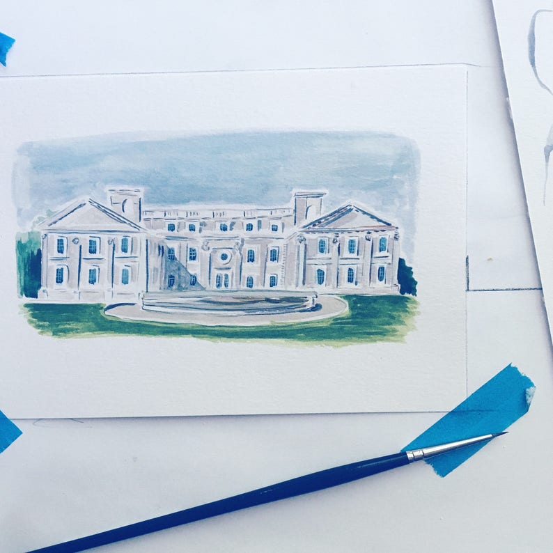 Custom House Portrait watercolour and gouache illustration available in various sizes image 4