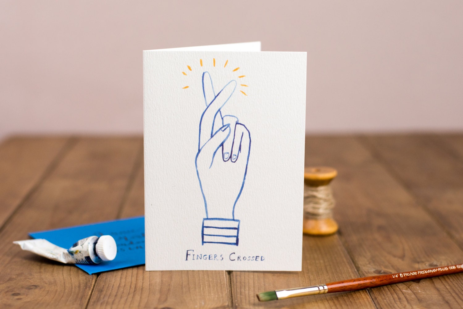 Good Luck Card - Fingers Crossed, Exams, Test, Illustrated Pen and Ink ...