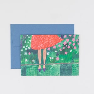 Garden Party Card - aquarelle et gouache illustration de mode avec design de jardin floral