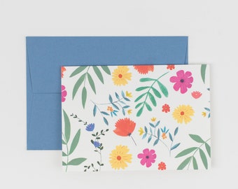 Garden Party Card / Summer Birthday Card / Floral Wedding Thank You Card/ Watercolour Card / Blank Inside / Botanical Illustration /
