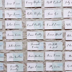 Kalligrafie Plaatskaart / Aquarel Plaatskaart / Zee Thema / Moderne Kalligrafie / Nautische Bruiloft / Dip Dye Place Card