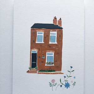 Custom House Portrait watercolour and gouache illustration available in various sizes image 5