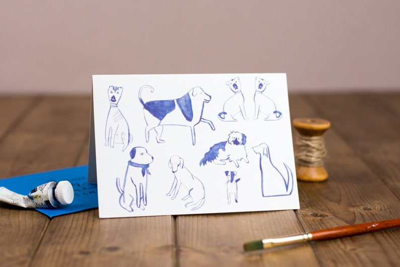 Posh Dogs Card Dogs, puppies, pen and ink card dog lover, puppy, illustrated, staffordshire dog image 2