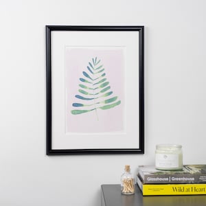 Watercolor Fern Botanical Print: Green & Pink Wall Art (A4)