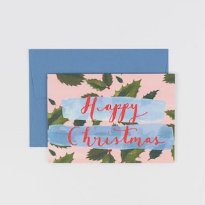 Carte illustrée Joyeux Noël Holly