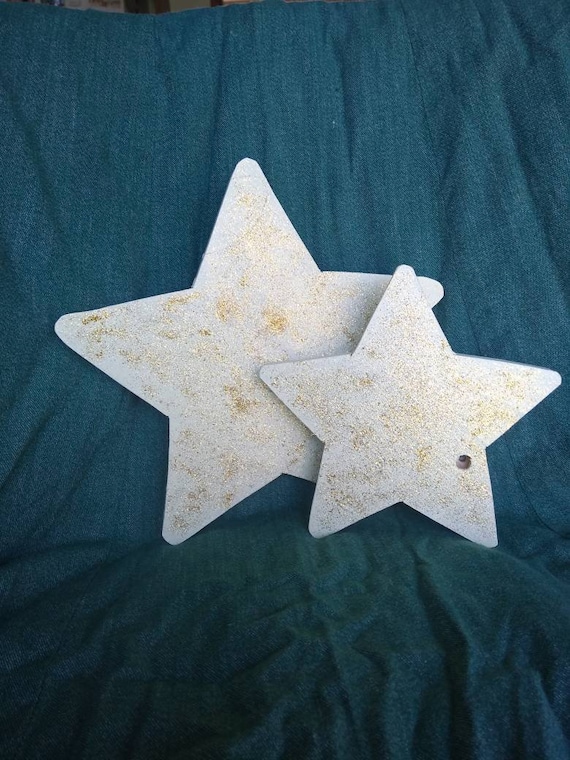 Yellow Sparkle Stars Christmas Star Wood Star Etsy