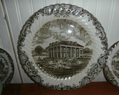 Vintage Heritage Hall transferware large 12 1 4 quot platter or chop plate Southern Plantation Staffordshire England Johnson Brothers ironstone