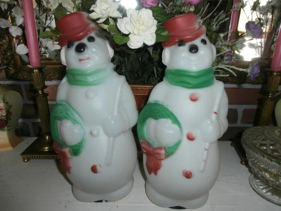 Vintage Christmas Snowman Empire Blow Mold Lot Of 2 Decoration Etsy