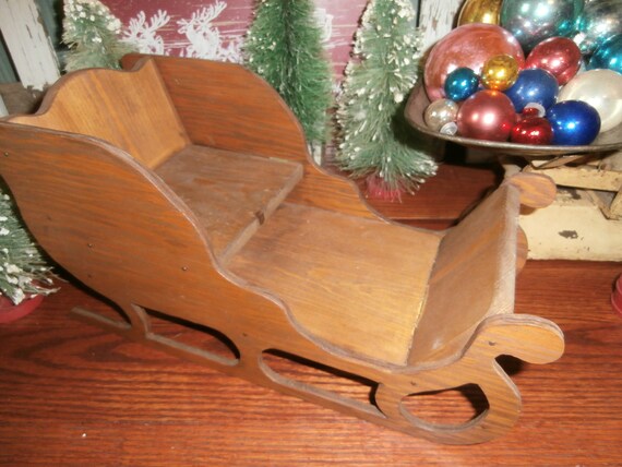 Vintage Christmas Decoration Handmade Wooden Sleigh Etsy