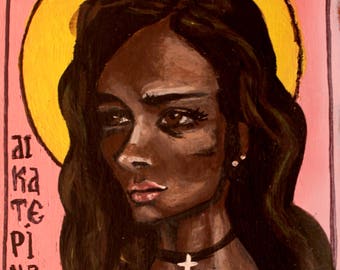 St. Catherine of Alexandria modern icon 5"x7" print