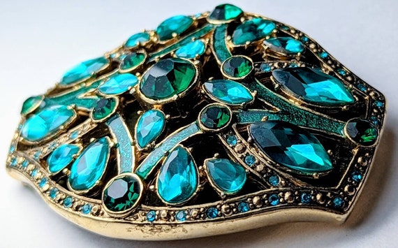 Jaw Dropping Vintage Enamel and Rhinestone Brooch… - image 5