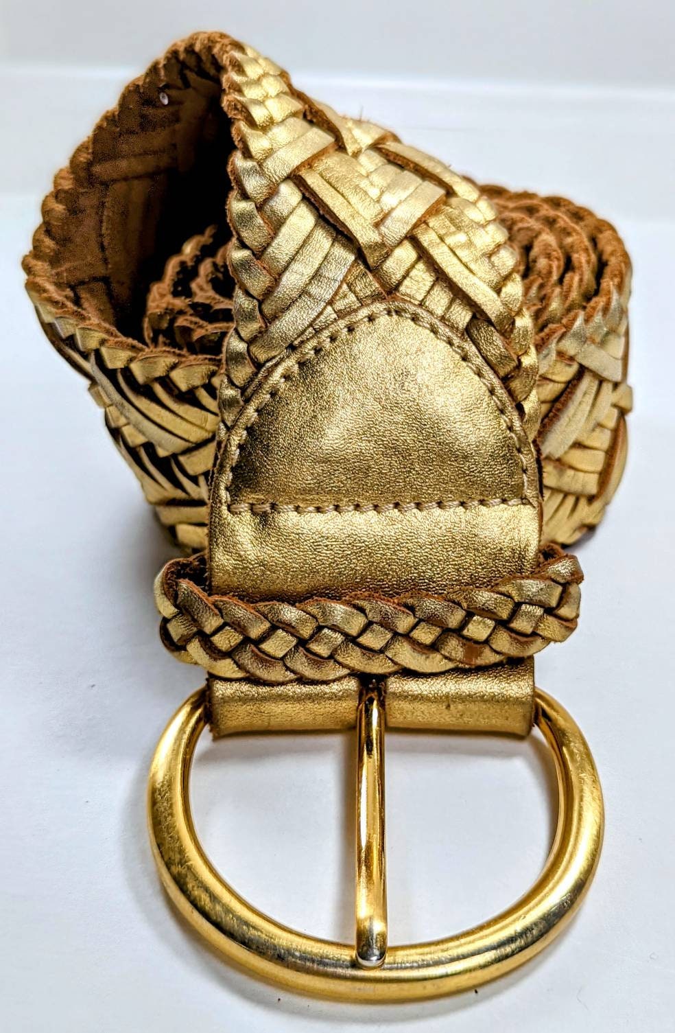 Retro Lillie Rubin Gold Braided Leather Belt Woven Leather Belt-Gold | Boden USA main image 4