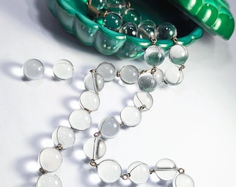 STUNNING Art Deco Era Wire Wrapped Pools Of Light Rock Crystal Necklace With Two Extra Loose Spheres