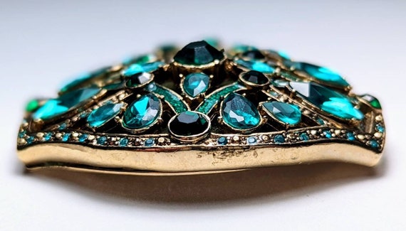 Jaw Dropping Vintage Enamel and Rhinestone Brooch… - image 2