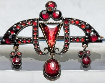 Gorgeous Antique Bohemian Garnet Lavaliere Pin