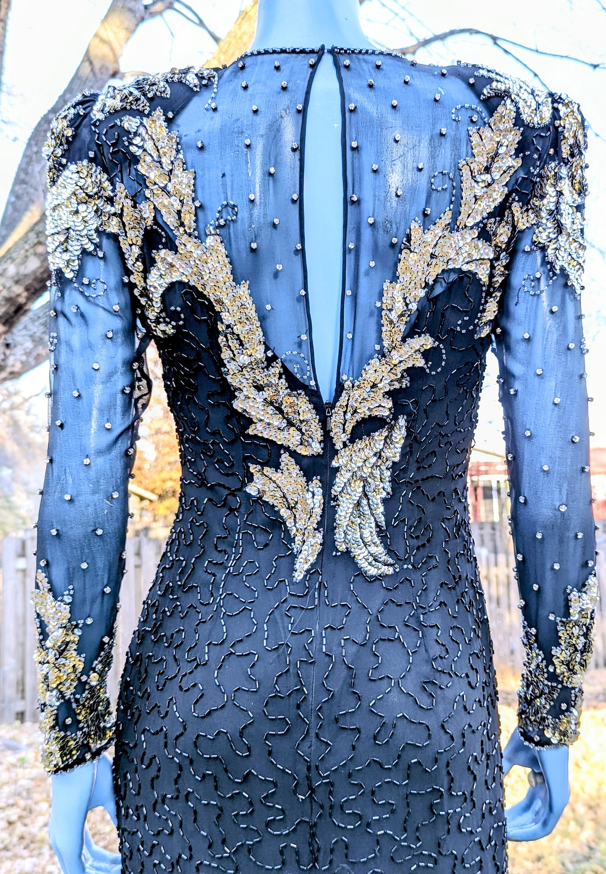 1980s Nite Line Silk Cocktail Dress: Beaded Sequin, Size 4