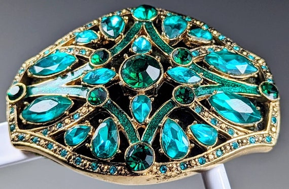 Jaw Dropping Vintage Enamel and Rhinestone Brooch… - image 4