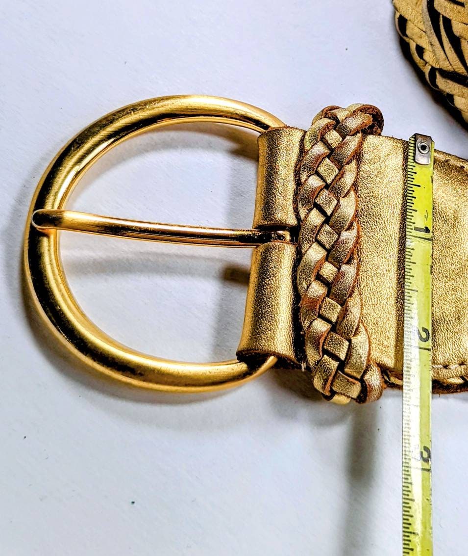 Retro Lillie Rubin Gold Braided Leather Belt - Etsy display picture 1