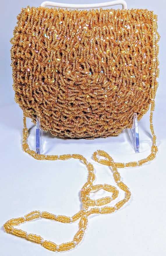 Incredible Handmade Vintage Fully Beaded Golden Ev